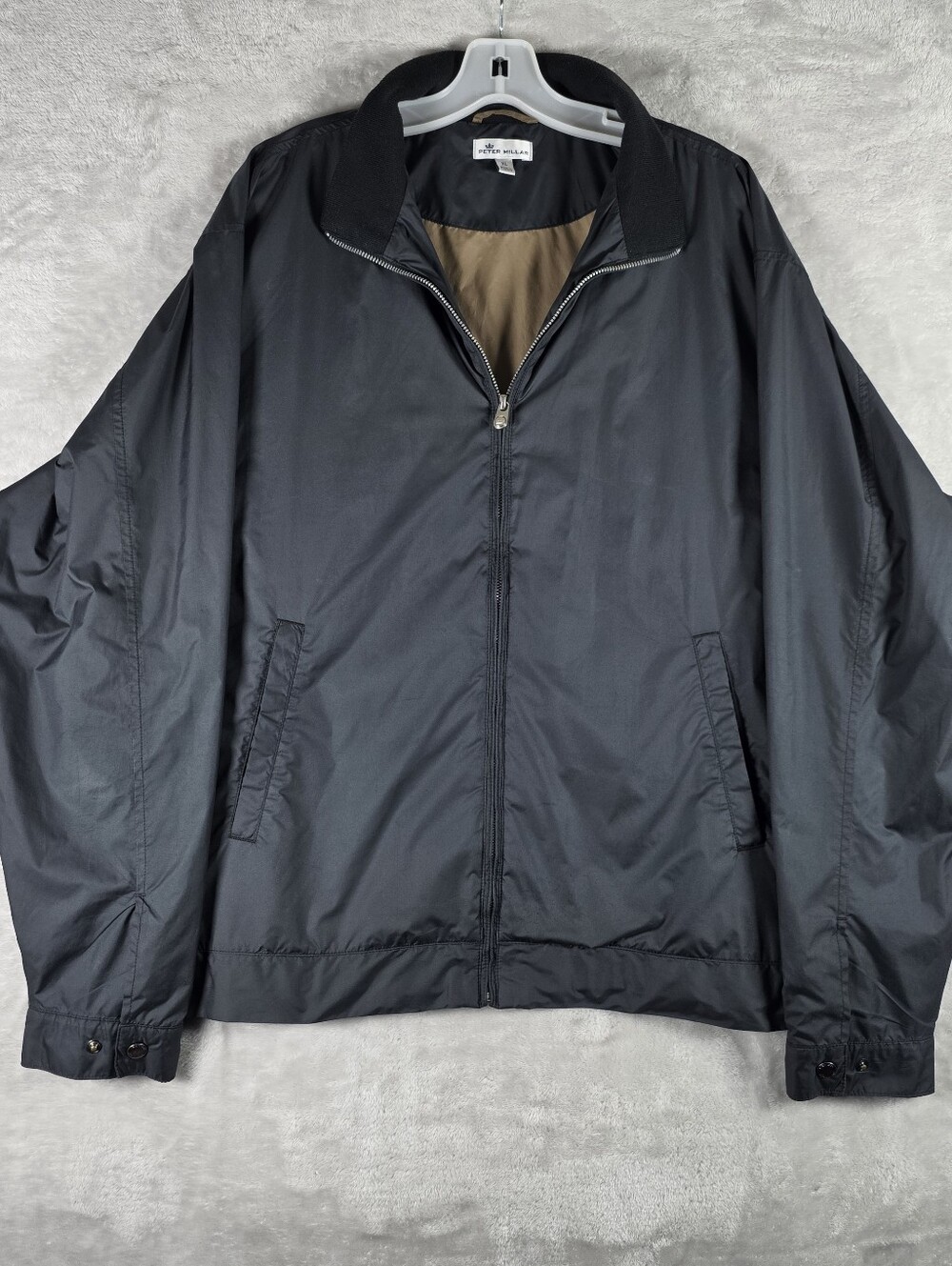 Peter Millar Hartford Full Zip Jacket Black Mens XL Golf Performance Harrington